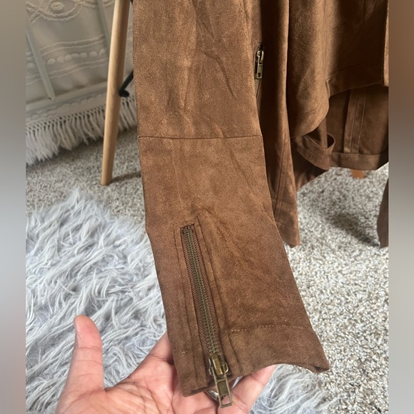Cupcake and cashmere Brown Faux Suede Draped Jacket XS bin2 - Picture 3 of 11